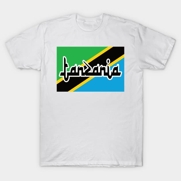 Flag of Tanzania, Africa | Arabic Style Script Font T-Shirt by Terriology